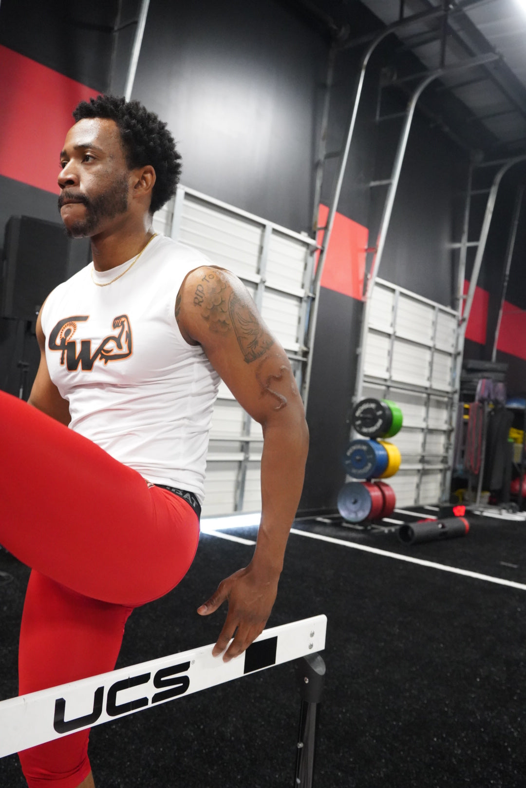 Mens Sleeveless Large Logo Compression Shirt